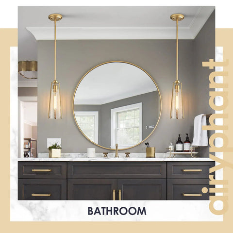 Modern Black And Gold Pendant Light With Cone Shade And Gold Frame For Kitchen Island And Dining Room Or Foyer Height Adjustable Hanging Fixture Perfect For Bedroom Or Hallway Sleek Minimalist Vibe With Bold Easy To Install Appeal bathroom setting