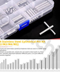 110 Piece Dowel Pin Set M2 M3 M4 M5 304 Stainless Steel Cylindrical Shelf Peg Pins in organizer box