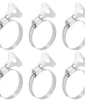 Six-Piece Beefy Heavy Duty Stainless Steel Hose Clamps Worm Gear With Thumb Screw, Adjustable 25 to 38 mm, 8 mm Band Width