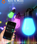 48 Ft Outdoor String Lights Dimmable With Remote And App Control Multicolor Waterproof Shatterproof LED Bulbs 15 Pack Smart RGB