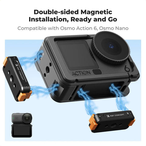 Magnetic Quick Release Mount For DJI Osmo Action 6 And Osmo Nano Aluminum Alloy Bracket with screw hole installation
