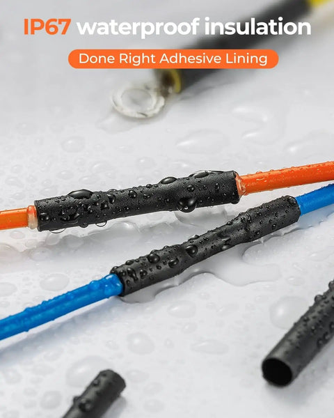 IP67 waterproof insulation with 400 Pcs Heat Shrink Tubing Kit With 3 To 1 Shrink Ratio Adhesive Lined Marine Grade Black Tubing
