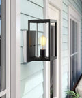 Dusk To Dawn Outdoor Wall Light 2 Pack Slick Modern Exterior Sconce Porch Lantern Black Cast Aluminum With Clear Cylinder Glass Photocell Sensor