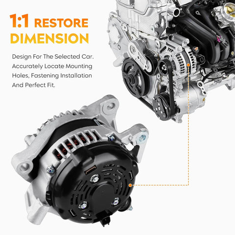130 Amp Drop In Alternator For Jeep Liberty 3.7L V6 2010 2011 2012 And Dodge Nitro 2011 Direct Replacement with engine view