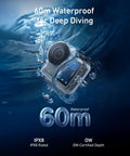 Waterproof Case With Floating Stick For DJI Osmo Nano submerged in water with 60m IPX8 rating for deep diving.