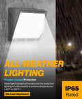 6 Pack 80W LED Wall Pack Outdoor Industrial Dimmable Waterproof Beefed Up Security Lighting for Warehouses and Parking Lots Choose 3000K 4000K or 5000K Color Temp 7600 Lumens AC120 277V IP65 Aluminum Housing shown on wet exterior wall