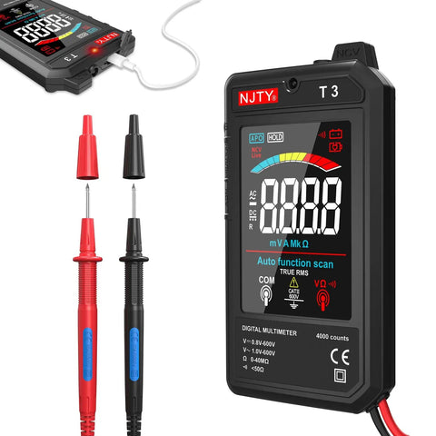 Ultra Thin Rechargeable Digital Multimeter With 3.2 Inch Color LCD Auto Ranging 600V AC DC Tester For Resistance NCV Live Wire Detection