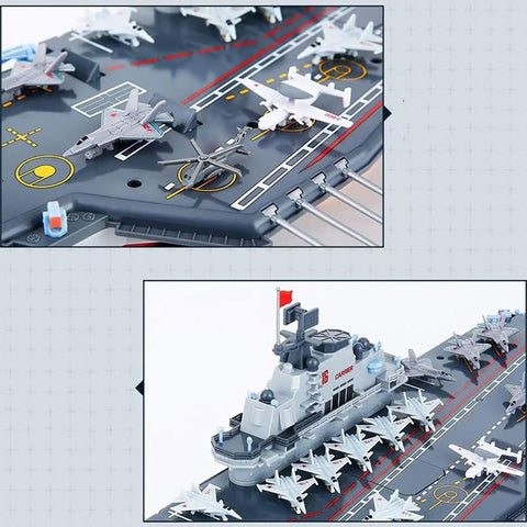 Close-up of Dual-Motor 30 Km/H RC Battleship With Waterproof Hull And Sealed Cabin, details of deck and aircraft layout.
