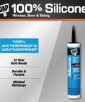 Heavy Duty 100 Pure Silicone Rubber Sealant In Black, Smooth Operator Caulk for indoor and outdoor use, 9.8 fl oz tube.