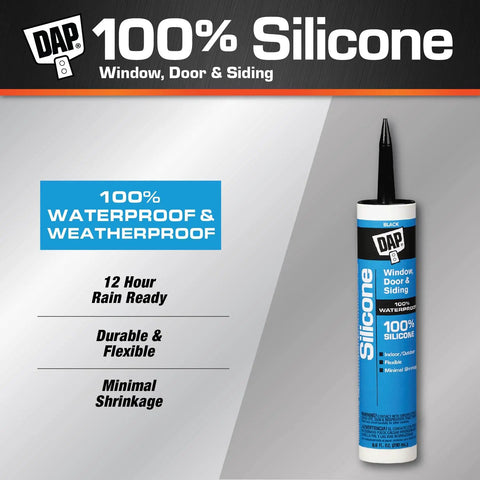 Heavy Duty 100 Pure Silicone Rubber Sealant In Black, Smooth Operator Caulk for indoor and outdoor use, 9.8 fl oz tube.