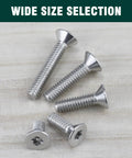 Built Different 304 Stainless Steel Security Torx Screws In Flat Head Design With 100 Pack For Electrical Boxes And Heavy Duty Projects Ready To Roll And Hold Tight, showing multiple sizes.