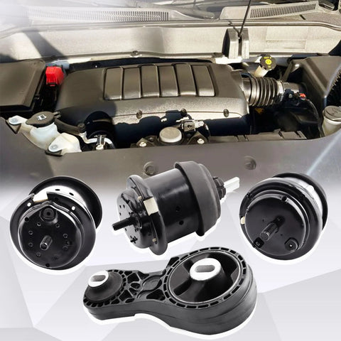 Four Piece Direct Fit Engine And Transmission Mount Kit For 3.6L V6 SUVs Including 2009 To 2017 Chevrolet Traverse, 2009 To 2016 GMC Acadia, Buick Enclave, And Saturn Outlook Replacement Replaces A5458 A5549 A5548 A5444 shown with engine background