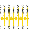 8-pack 1 Inch By 10 Foot Ratchet Tie Down Straps Set With Padded Ergonomic Handle Black And Yellow 500 Lbs Safe Working Load