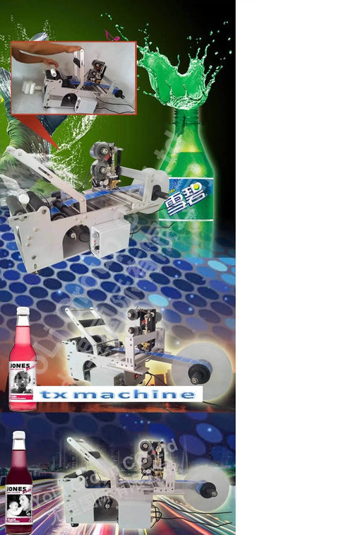 High Speed Round Bottle Labeling Machine Plus Slick Date Printer And Rock Solid Applicator designed for handling heavy duty beverage containers.