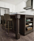 Traditional Cabinet Column 5W X 5D X 35.5H Unfinished Rubberwood integrated in kitchen island, precision carved details