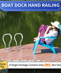 Rock Solid Boat Dock Handrail Heavy Duty Safety Grab Bar For Marina Deck 24 Inch Marine Boarding Railing on a wooden dock.