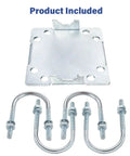 Cross Over Antenna Mast Clamp Kit With U Bolts For 1 To 2 Inch Poles, heavy-duty galvanized steel parts displayed