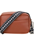 Snag This Wide Adjustable Crossbody Purse Strap For A Luxe Jacquard Weave Look And Solid Gold Hardware That Fits Your Fit And Elevates Your Everyday Carry Game Smoothly mounted on a brown bag.
