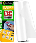 DTF Transfer Film Roll 13 By 65.6 Feet Premium A3 Plus Double Sided Matte Clear Pre Treat PET Heat Transfer Paper Hot And Cold Peel