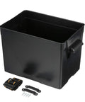 Rock Solid Marine Battery Box For Group 24 Packs Uscg Certified Polyethylene Shell with hold down strap and hardware components.