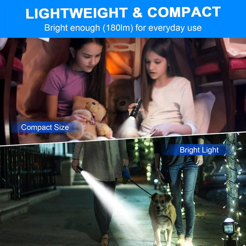 Four Pack LED Flashlights With Included Batteries For Emergency Prep And Camping used indoors and for dog walking