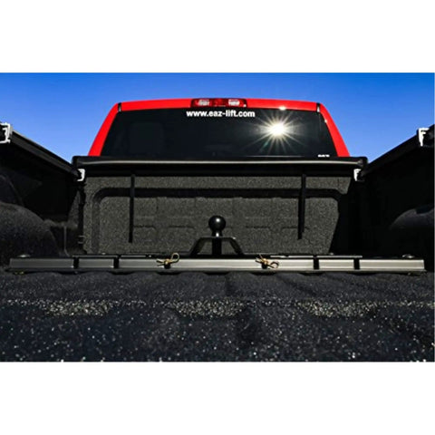 Universal Gooseneck Ball Plate Towing Adapter For In Bed Fifth Wheel Rails With A Two And Five Sixteenths Inch Offset Hitch Ball And A Thirty Thousand Pound Capacity installed in truck bed