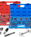 80 Piece Tap And Die Set SAE And Metric For Internal And External Threads, Pro Grade Threading Tool Kit with open cases.