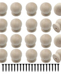 Mini Unfinished Wood Dresser Knobs Plus Cabinet Hardware 20 Piece Pack slick round drawer pulls with screws for DIY projects.