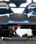 Vehicle compartment showing 4 Channel 100 Amp Solid State Relay Block for Marine, Powersports and Car Accessories, wiring connections visible.