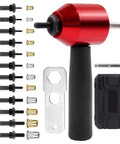 Heavy Duty Rivet Nut Tool Kit Compatible With Electric Drill And Ratchet Wrench with red tool, precision mandrels, and zinc nuts.