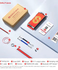 Smart Battery Management System Offering Top Drawer 150 Amp Performance With 1A Active Balancing For 4S To 8S Lifepo4 And Lithium Packs Enabling Plug And Play Rs485 Can Connectivity displayed with accessories and packaging.