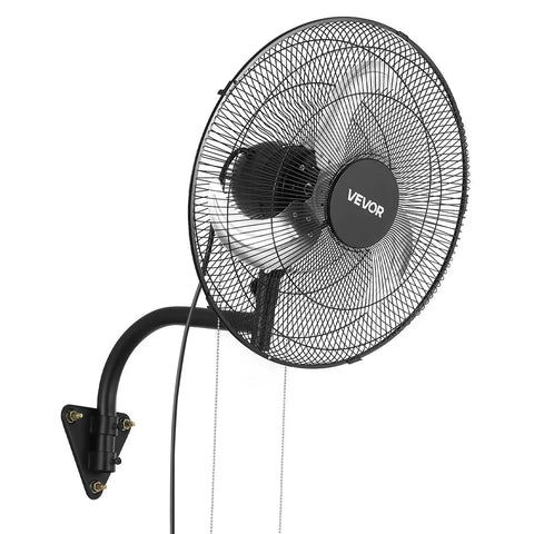 18 Inch Wall Mount Oscillating Fan With 3 Speed Settings, Long Reach Airflow Up To 29.5 Feet, Adjustable Tilt, Industrial Grade, black