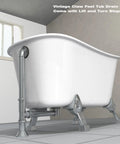 Vintage Claw Foot Tub Drain Kit With Lift And Turn Stopper, Solid Brass Build, side view showcasing overflow assembly.
