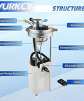 Diagram of Electric Fuel Pump Module With Pressure Sensor Replacement For Chevy Silverado And GMC Sierra Pickup Trucks 1500 2500 3500 HD V6 4.3L V8 4.8L 5.3L 6.0L 8.1L E3831M FG0383, showing labeled components