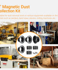 4 Inch Magnetic Dust Collection Fittings Kit For Woodworking Shops with magnetic connectors and ports in various workshop setups