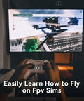 Person using a controller with FPV simulator on screen, practicing techniques for Cetus FPV Kit RTF Brushed Racing Drone Bundle.