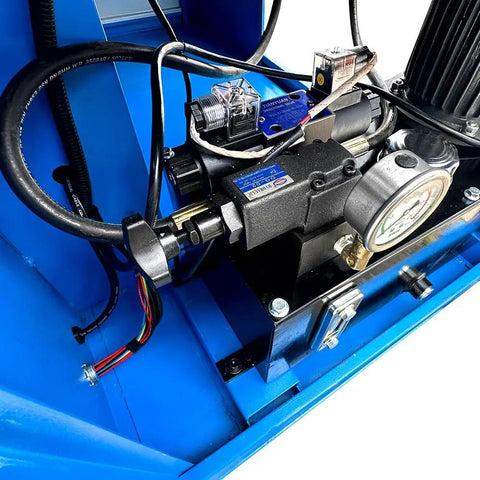 Close-up view of hydraulic components in the Heavy Duty Programmable Electric Hydraulic Tube And Pipe Bender Featuring Programmable Logic Controller