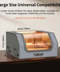 Skouphy laser engraver enclosure with LED light, gray housing and transparent front window, 720x720x400mm