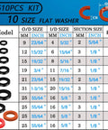 Heavy Duty Water Hose Gasket And O Ring Rubber Washer Assortment Kit With 610 Nitrile Seal Rings, detailed size chart.