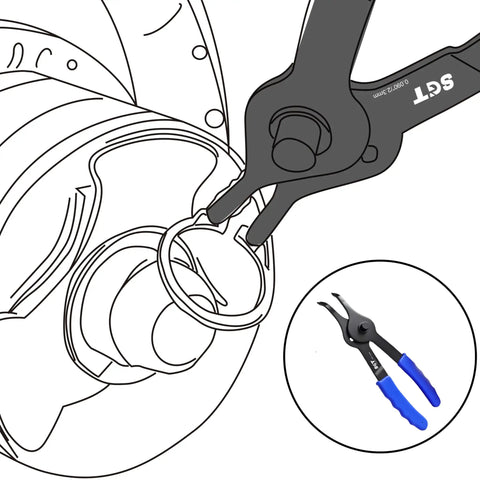 14 Piece Snap Ring Pliers Set With Internal And External Retaining Rings Pliers Including 45 Degree And 90 Degree Bent And Straight Tips Plus Hook And Pick Tools Heavy Duty Removal Kit With Storage Case And Gloves, pliers used on retaining ring and tool inset