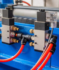 Two Pack Push To Connect Fittings 1/2 In Tube OD To 5/16 In OD Tee Reducer 3 Way Pneumatic Quick Connect Kit installed with tubes.