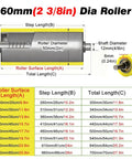 60mm diameter roller specifications for Ten Pack Heavy Duty Woodworking Feed Table Rollers For Router Tables And Saws.