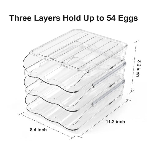 Auto Rolling Egg Holder For Refrigerator Two-Layer 36 Egg Capacity With Easy Access Large Opening Fridge Storage Box No-Lid Needed