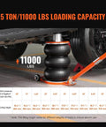 Beefy Five Ton Pneumatic Air Jack With Heightened Column And Adjustable Handle Thick Rubber Pad lifts SUV up to 11000 lbs
