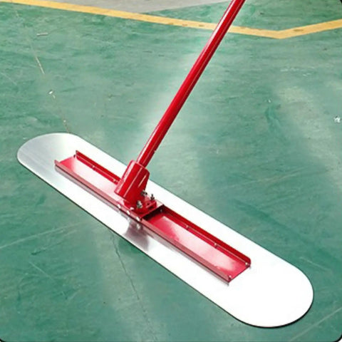 Pro Grade Stainless Steel Self Leveling Concrete Trowel With Adjustable Angle Finishing Tool For Construction Sites, Warehouses, And Home Projects With Three 140 Cm Connectable Poles, red handle