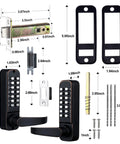 Keyless Entry Digital Door Lock With Dual Keypad, Front Door And Gate Lock For Outdoor Fence, Double Sided Keypads, Black