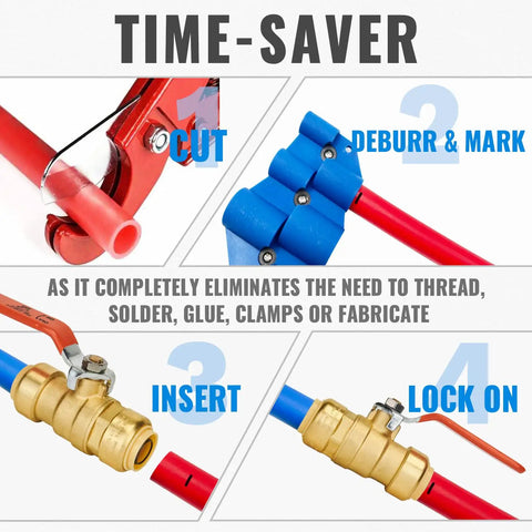 Step-by-step guide to installing Three Quarter Inch Push To Connect Ball Valve No Lead Brass Full Port Plumbing Fittings for PEX Copper CPVC PE RT.