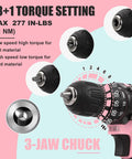 Dope Pink Cordless Drill Set For Gals Featuring Hella Lightweight Design With 3-jaw chuck and 18+1 torque settings for DIY.