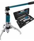 10 Ton Hydraulic Gear Puller Set With Two Or Three Jaw Options For Slick Wheel Bearing Removal and Axle Separation, includes case.