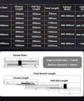 Under Stair Drawer Slides Non-Removable With 265lb Load Capacity 3-Stage Full Extension Anti-Derailment Hardware For Staircase Cabinets Heavy Duty Kitchen And Utility Drawers That Stay Put And Reach Back Items, size chart